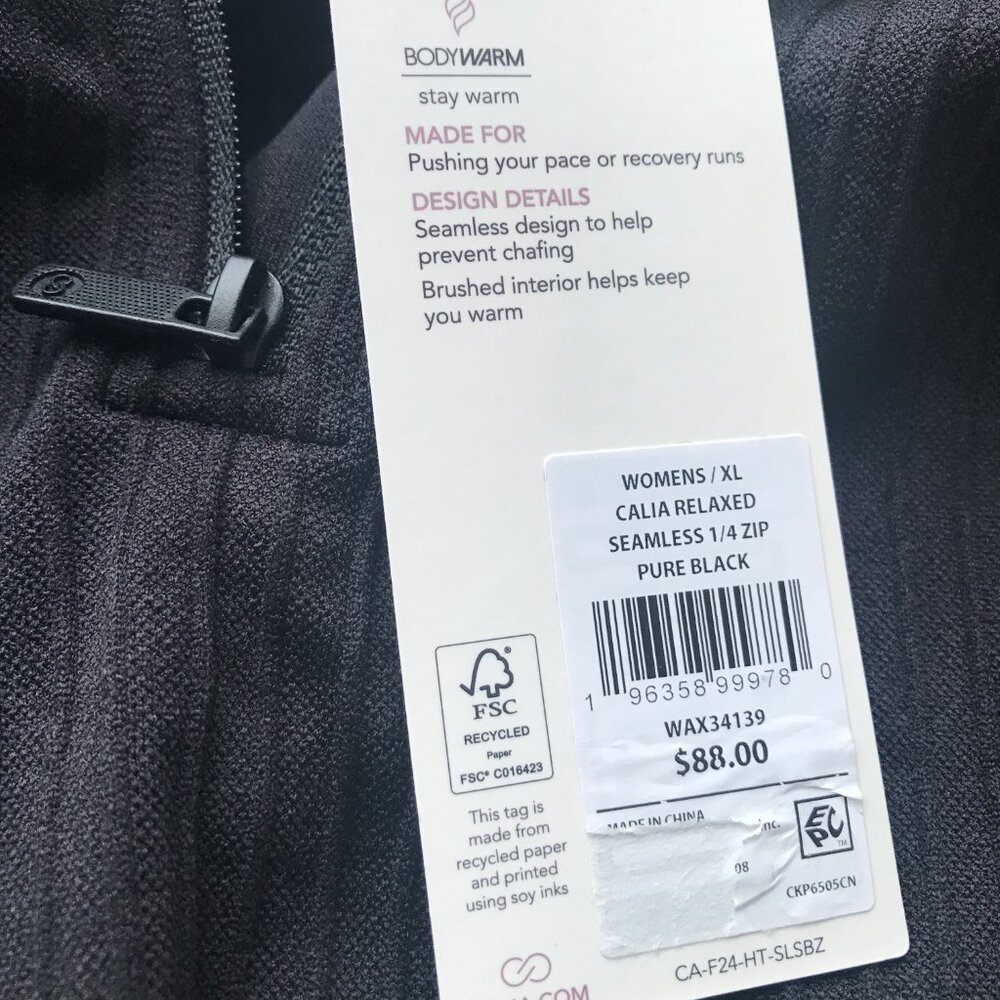 Calia Women's Relaxed Seamless 1/4 Zip in Pure Black NWT - Picture 11 of 13